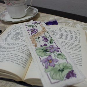 Bookmark FEBRUARY-VIOLET Hand Stitched Flower of the Month Bookmark